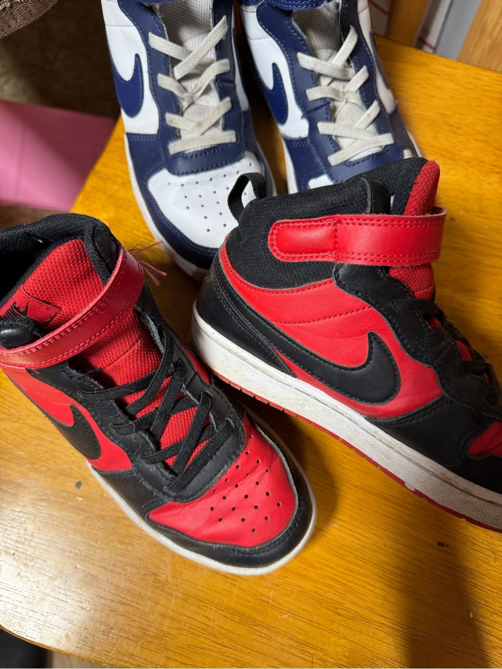 Nike Kids High-Top Sneakers in Red and Black